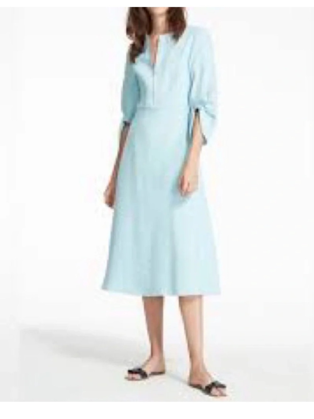 Tibi Marta Smocked Blue Linen Dress - Picture 2 of 15